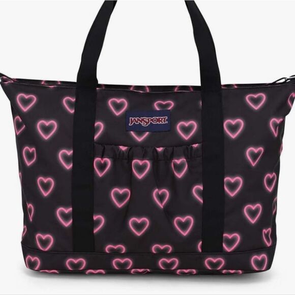 Jansport Daily Tote Bag- Happy Heart Black - Picture 1 of 14